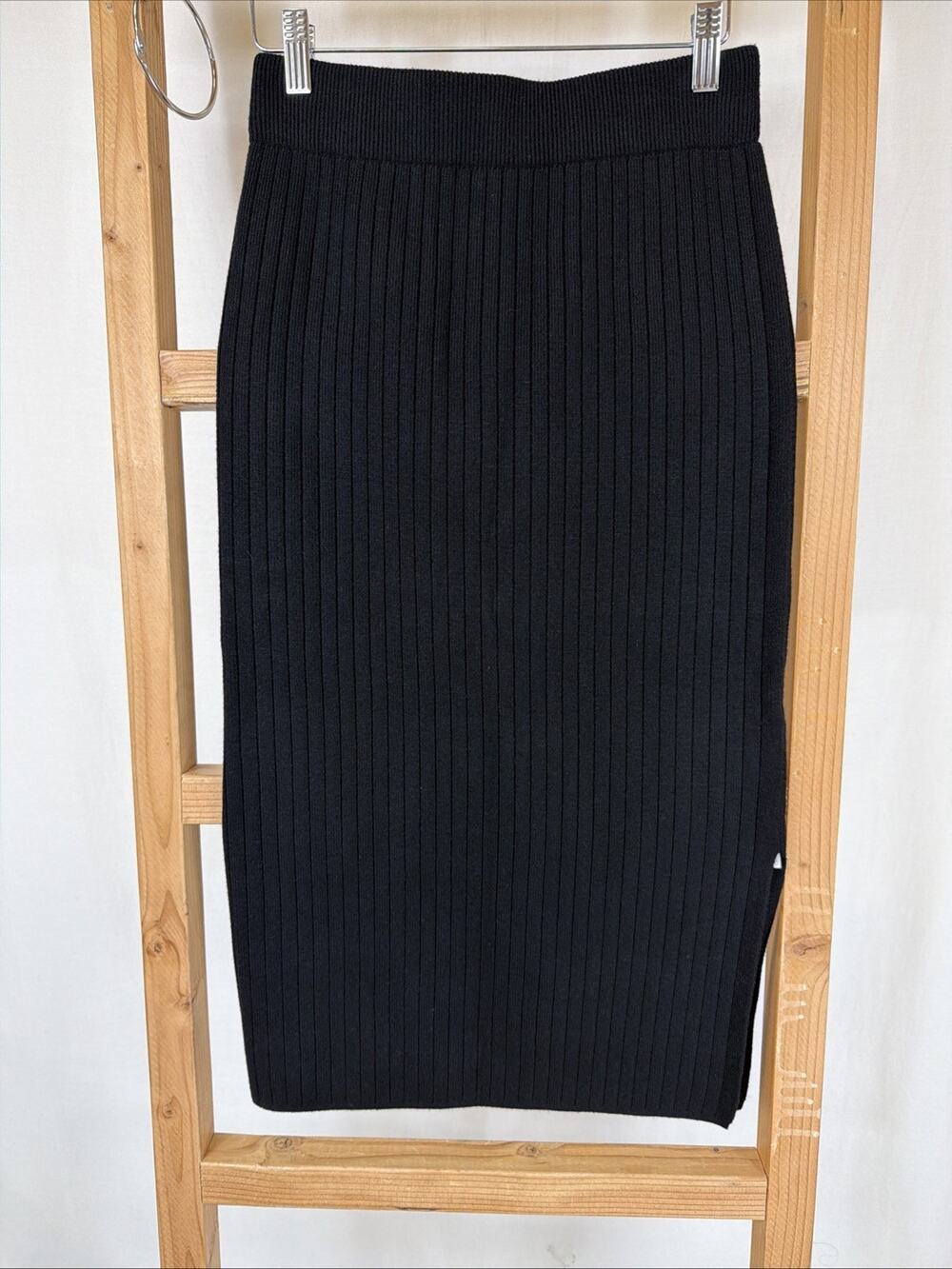 NWT Apricot Black Ribbed Pencil Sweater Skirt #1203 Size XS